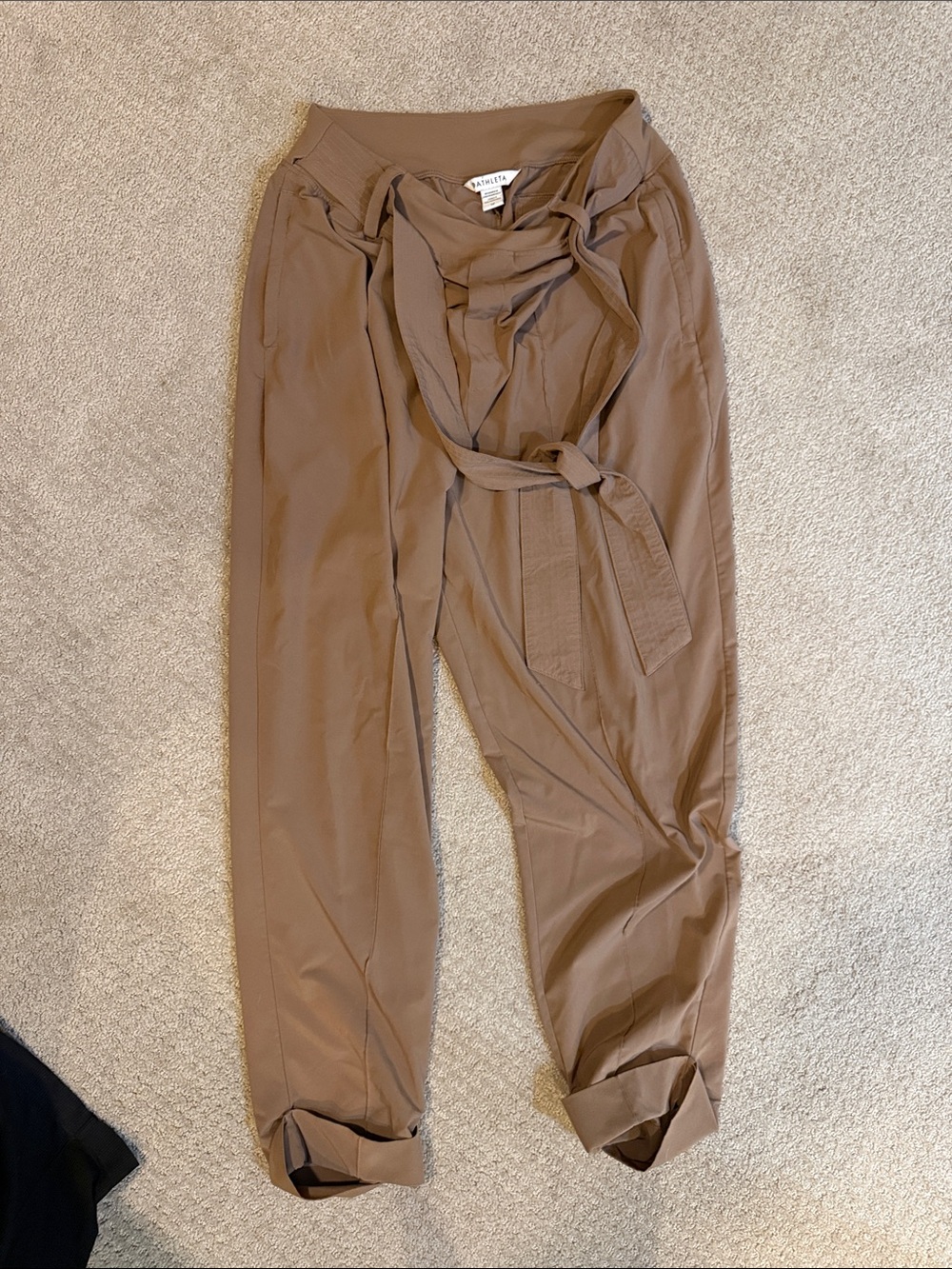 Athleta Brown Tie-Waist Tapered Pants